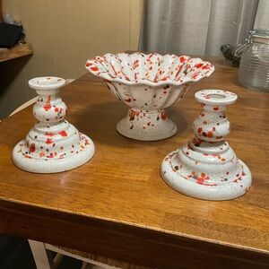 Retro compote and candle holder set